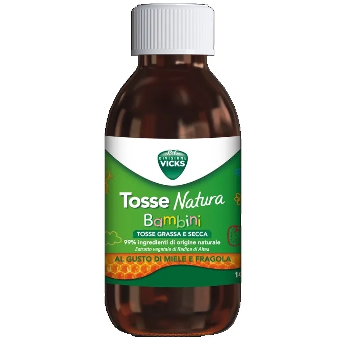 VICKS TOSSE NATURA BAMBINI TOSSE GRASSA E SECCA GUSTO MIELE E FRAGOLA 140 ML