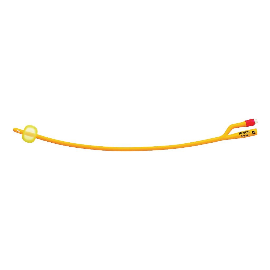 CATETERE FOLEY A MEDIA PERMANENZA  RUSCH GOLD PLUS A 2 VIE IN SILKOLATEX LATTICE-SILICONE PER ADULTO CH18 LUNGHEZZA 40 CM PUNTA CILINDRICA A 2 FORI PALLONCINO 5-15 ML 1 PEZZO