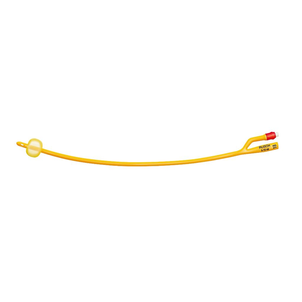 CATETERE FOLEY A MEDIA PERMANENZA  RUSCH GOLD PLUS A 2 VIE IN SILKOLATEX LATTICE-SILICONE PER ADULTO CH20 LUNGHEZZA 40 CM PUNTA CILINDRICA A 2 FORI PALLONCINO 5-15 ML 1 PEZZO