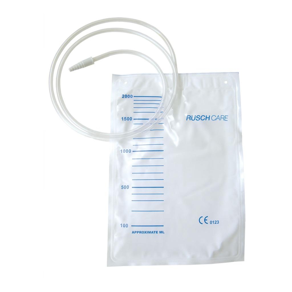 SACCA DI DRENAGGIO LETTO PER INCONTINENZA 2000ML IN PVC CON TUBO DI RACCORDO 130CM DIAMETRO 5X7MM MONOUSO 30 PEZZI