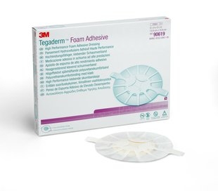 MEDICAZIONE IN SCHIUMA ADESIVA TEGADERM FOAM TONDO CM13,97X13,97 TAMP 7,62X7,62 5 PEZZI