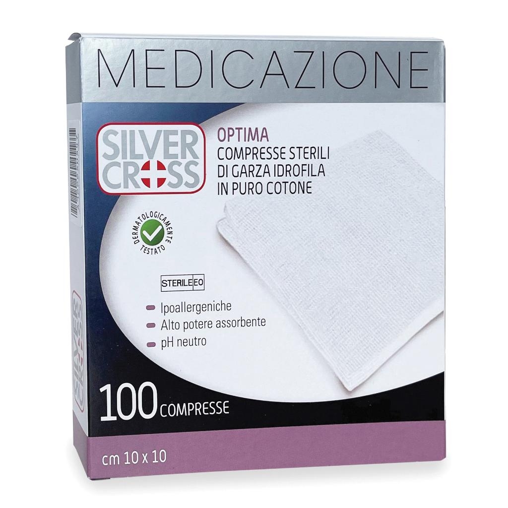 GARZA SILVER CROSS COTONE 10X10 CM 100 PEZZI