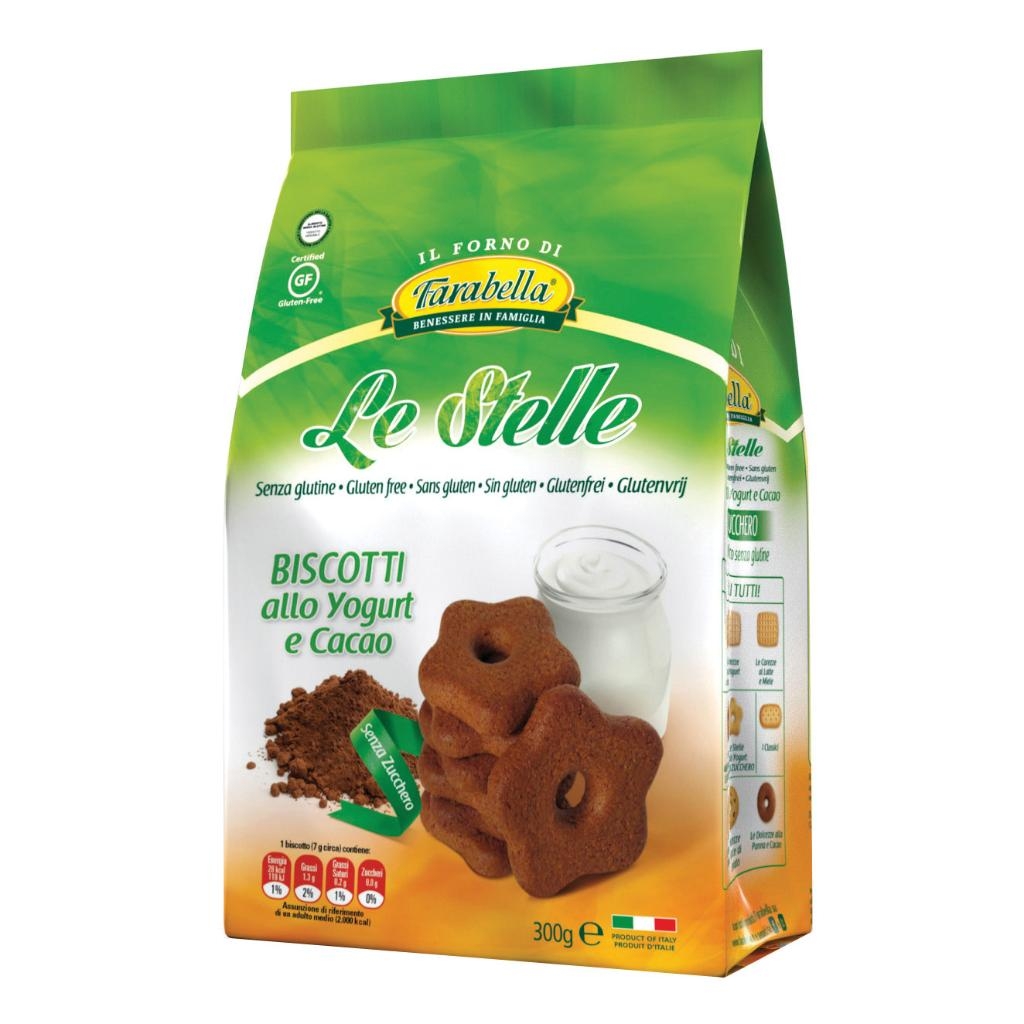 FARABELLA BISCOTTI LE STELLE ALLO YOGURT E CACAO SENZA ZUCCHERO 300 G