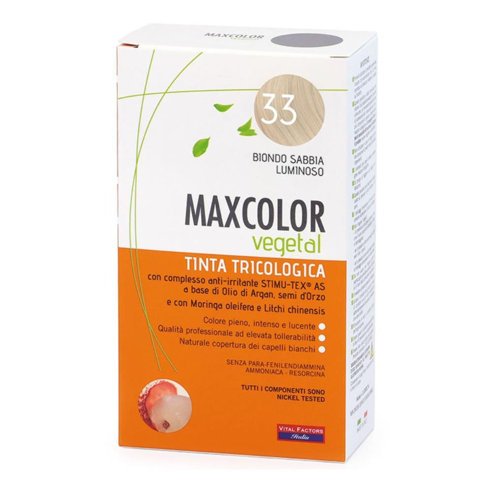 MAXCOLOR VEGETAL TINTA TRICOLOGICA 33 BIONDO SABBIA LUMINOSO 140 ML
