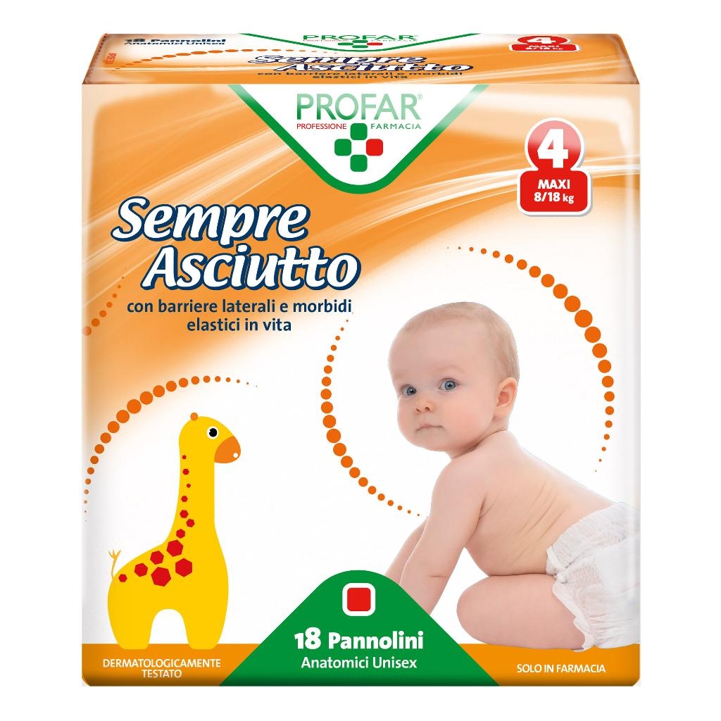 SEMPRE ASCIUTTO MAXI TAGLIA 4 8/18KG 18 PEZZI PROFAR