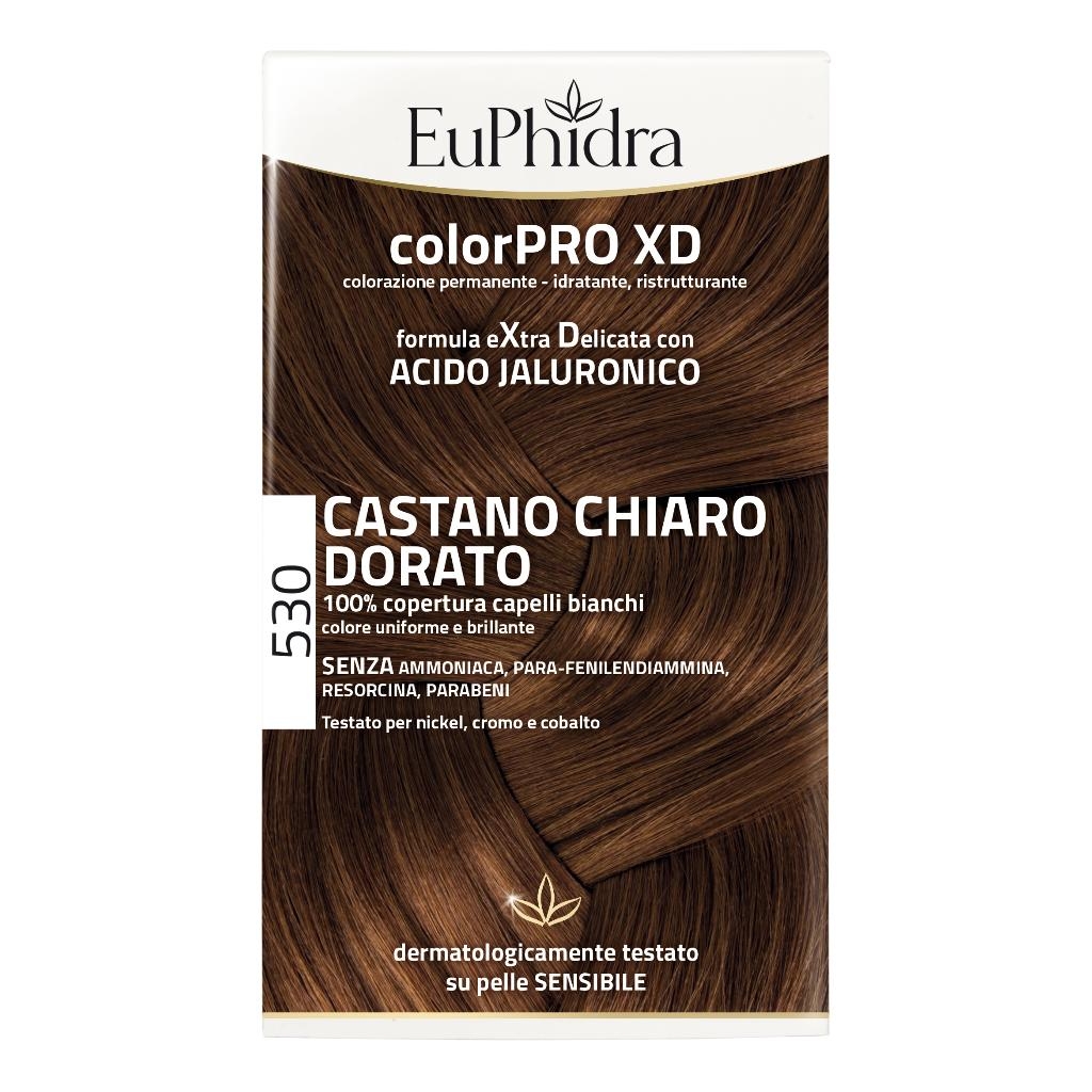 EUPHIDRA COLORPRO XD 530 CASTANO CHIARO DORATO GEL COLORANTE CAPELLI IN FLACONE + ATTIVANTE + BALSAMO + GUANTI