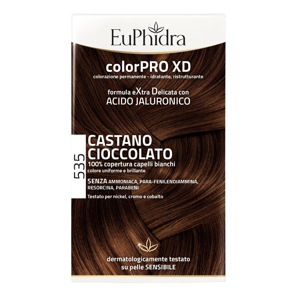 EUPHIDRA COLORPRO XD 535 CASTANO CIOCCOLATO GEL COLORANTE CAPELLI IN FLACONE + ATTIVANTE + BALSAMO + GUANTI