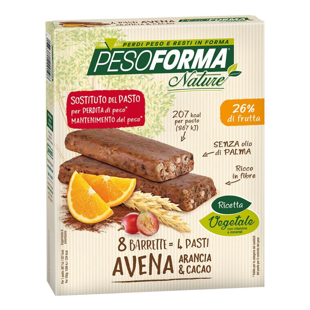 PESOFORMA NATURE BARRETTA ALL'AVENA ARANCIA E CACAO 8 PEZZI DA 31 G