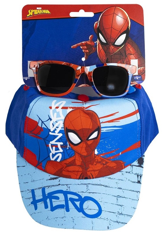SPIDERMAN SET CAPPELLO/OCCHIALE DA SOLE BLU/AZZURRO