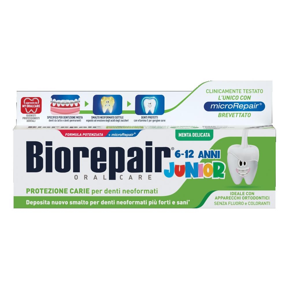 BIOREPAIR ORAL CARE JUNIOR 6-12 ANNI DENTIFRICIO PROTEZIONE ANTI CARIE SMALTO NEOFORMATO ALLA MENTA DELICATA 75 ML