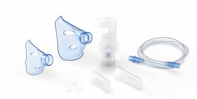 SOFFIO CUBE KIT ACCESSORI RICAMBIO CON AMPOLLA, BOCCAGLIO E FOCELLA NASALE, MASCHERA PEDIATRICA E ADULTI, TUBELLO E FILTRI DI RICAMBIO E BORSA PORTA ACCESSORI