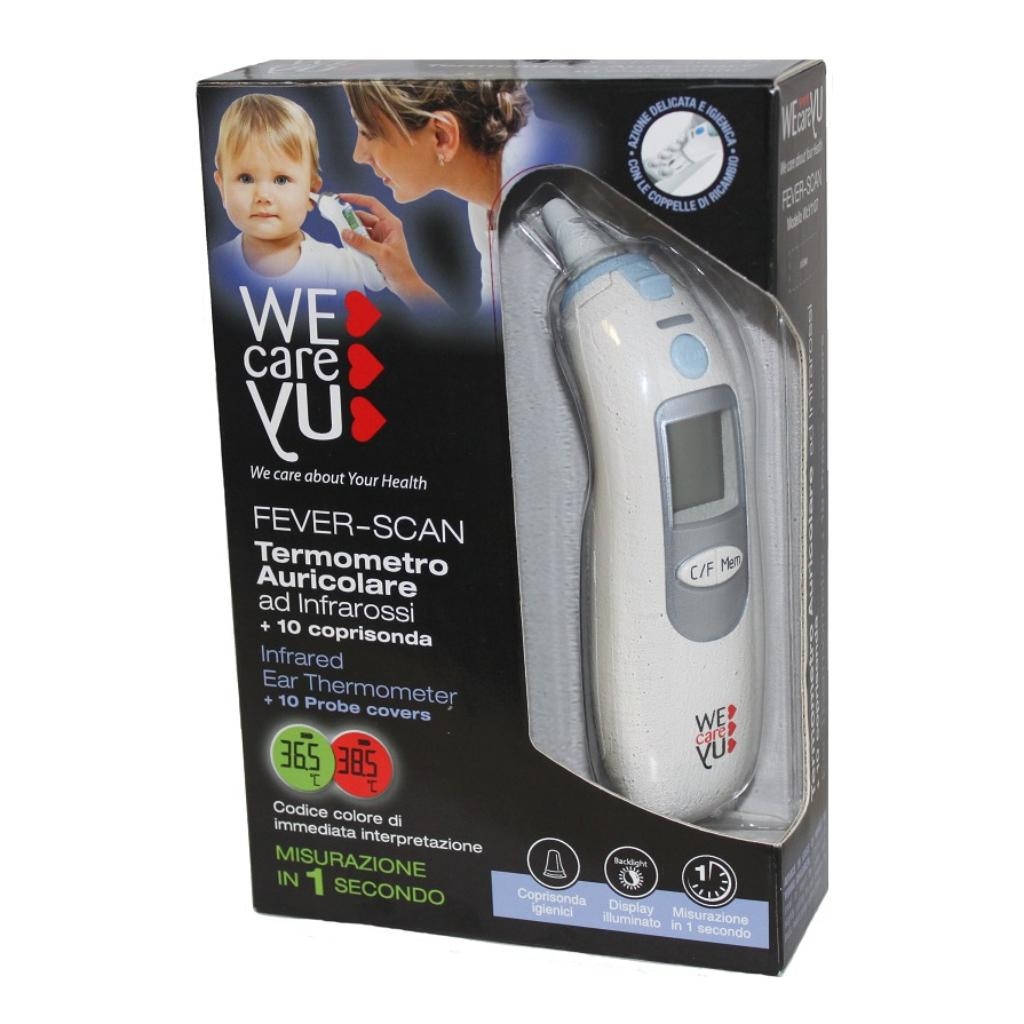 TERMOMETRO AURICOLARE WECAREYU FEVER-SCAN AD INFRAROSSI CON 10 COPRISONDA