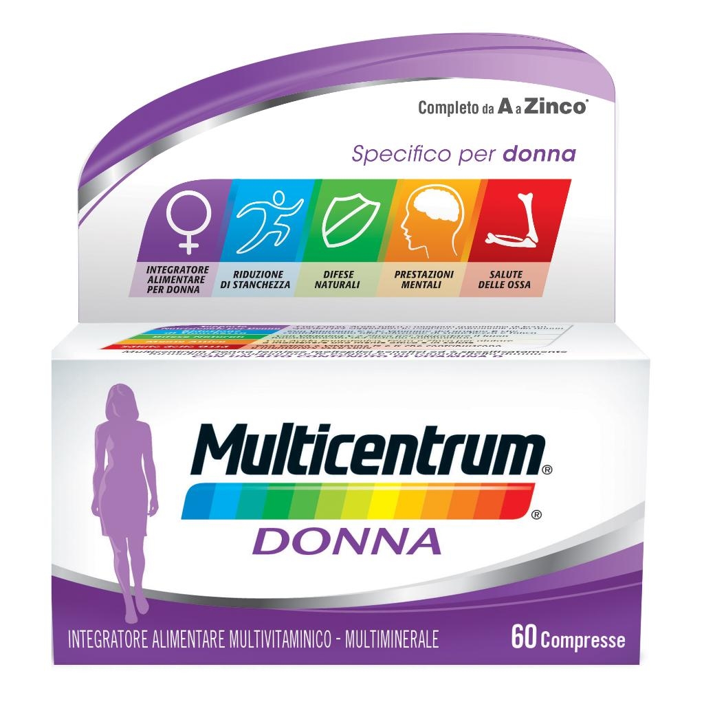 Multicentrum Donna Integratore Vitamina D Calcio Ferro Acido Folico,60 Compresse