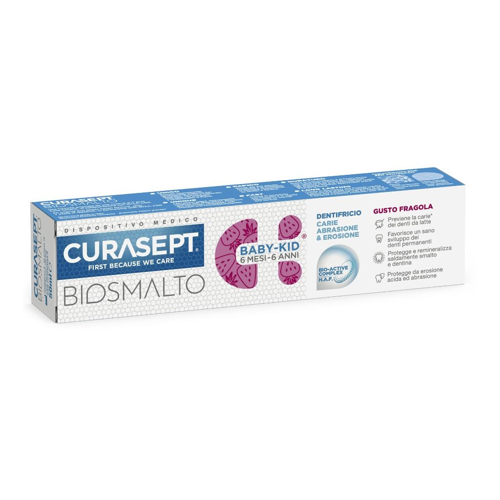 CURASEPT BIOSMALTO DENTIFRICIO BABY KID FRAGOLA CARIE ABRASIONE & EROSIONE 50 ML