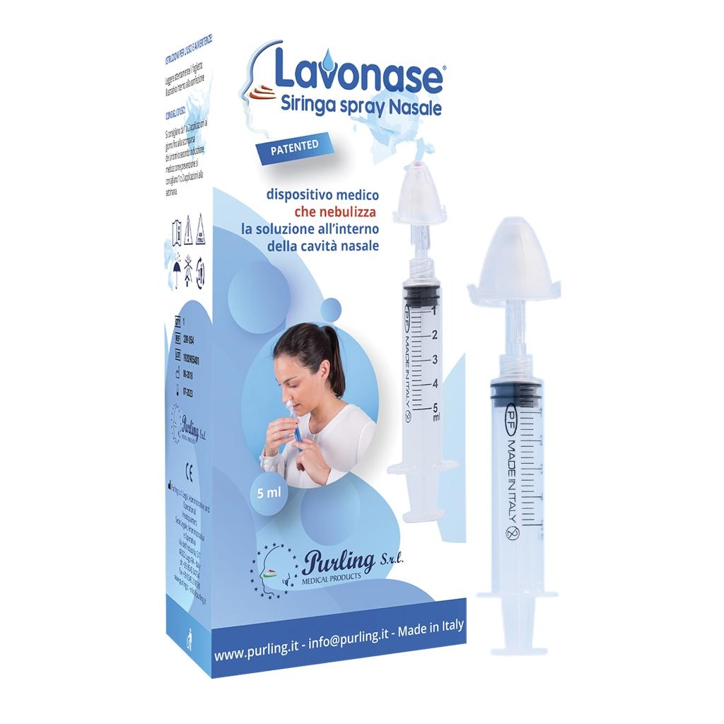 LAVONASE SIRINGA SPRAY NASALE NON STERILE 5 ML LUER-LOCK CON CAPPUCCIO + UGELLO NASALE CON RACCORDO LUER-LOCK + PERFORATORE CON VALVOLA NON RITORNO CON TAPPO