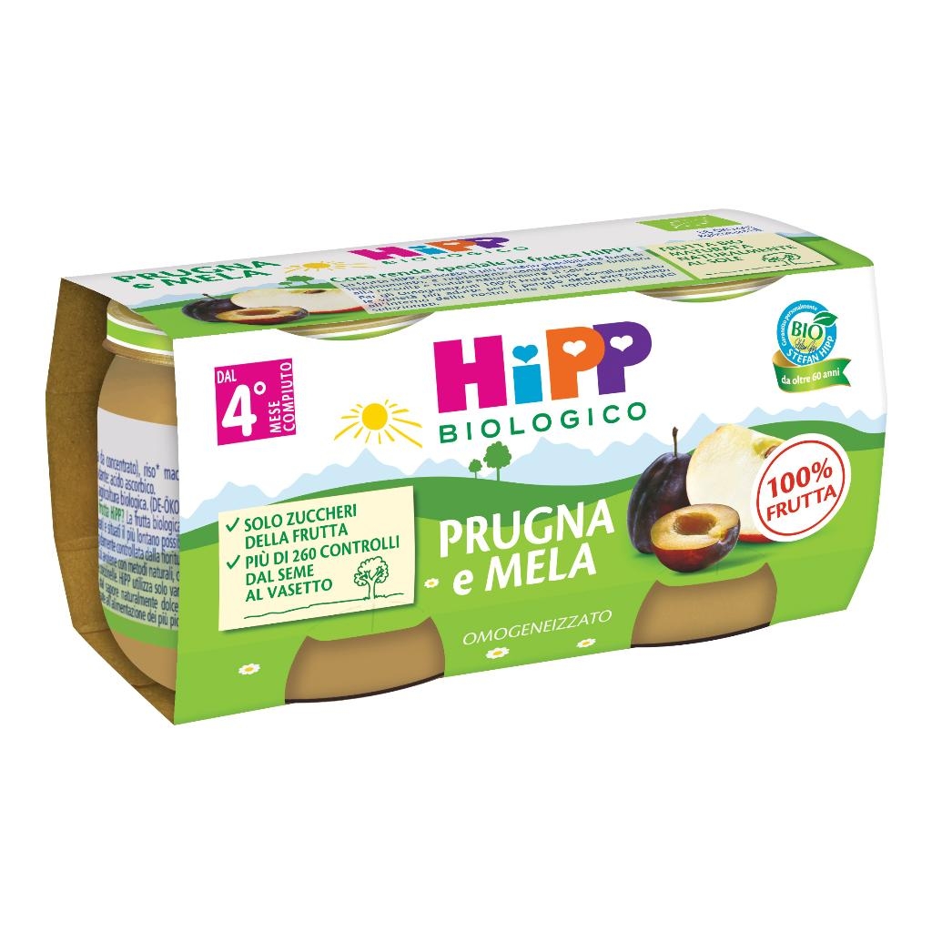 HIPP BIO OMOGENEIZZATO PRUGNA E MELA 2 X 80 G
