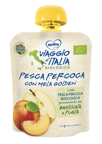 MELLIN VIAGGIO ITALIA POUCH BIO PESCA PERCOCCA MELA GOLDEN 90 G
