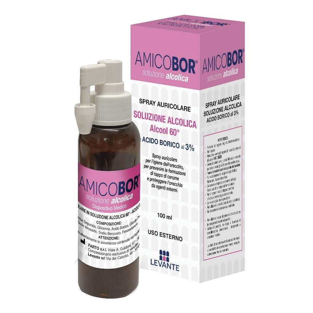 SOLUZIONE ALCOLICA PER IRRIGAZIONE DELL'ORECCHIO AMICOBOR 100 ML