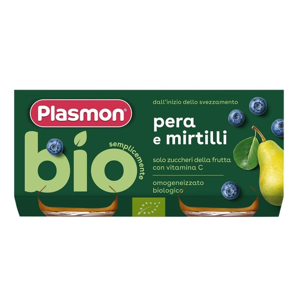 PLASMON OMOGENEIZZATO BIO PERA MIRTILLI 2 VASETTI X 80 G