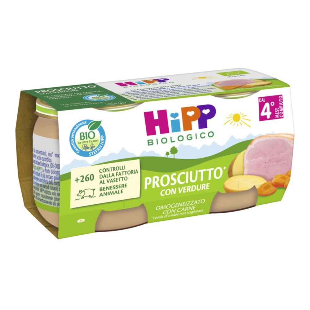 HIPP BIO OMOGENEIZZATO PROSCIUTTO CON VERDURE 2 PEZZI DA 80 G