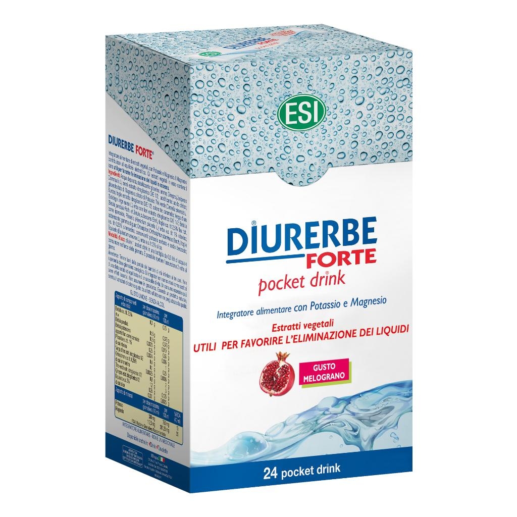 ESI DIURERBE FORTE DRENANTE MELOGRANO 24 POCKET DRINK DA 20 ML SENZA GLUTINE