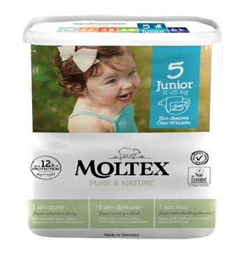 PANNOLINI MOLTEX PURE & NATURE JUNIOR 11-16 KG TAGLIA 5 25 PEZZI