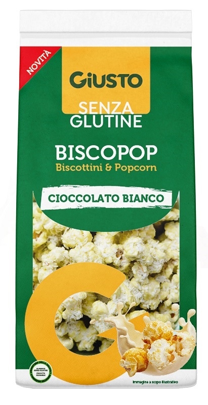 GIUSTO SENZA GLUTINE BISCOPOP BISCOTTINI & POPCORN CIOCCOLATO BIANCO 80 G