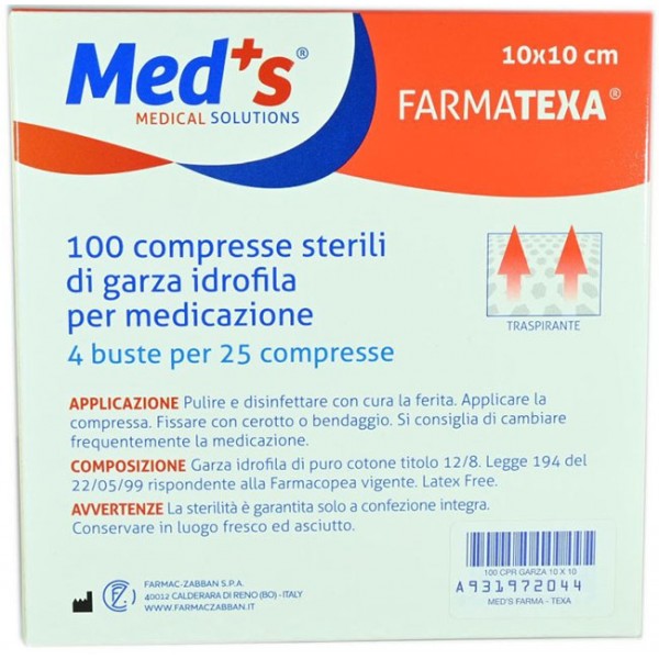 MEDS GARZA 12/8 10X10CM 100PZ