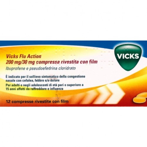 VICKS FLU ACTION 12CPR200+30MG